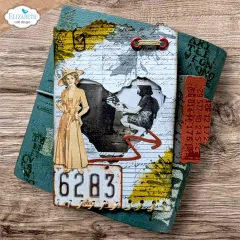 Anwendungsbeispiel: petrolfarbenes Journal-Cover mit Herz-Stanzfenster über Vintage-Foto und Nummernschild „6283“.