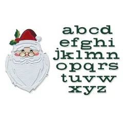 Fertiges Motiv aus Weihnachtsmann und grünem Alphabet von Sizzix