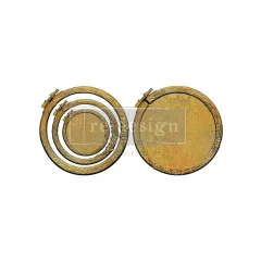 Freigestellte goldfarben gegossene Rahmen-Ringe der Silikonform "Artisan's Frame", bereit zum Bemalen und Kombinieren