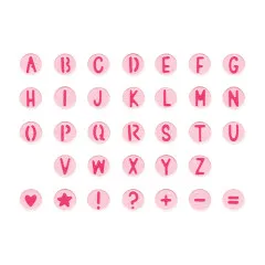 Ausgestanzte rosa Perlen-Buchstaben und Symbole des Sizzix Sets