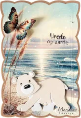 Handgefertigte Karte mit rechteckigem Fotorahmen, Bär und Schmetterling