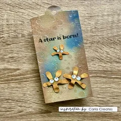 Geschenkanhänger mit Seesternen und Spruch A star is born gestempelt