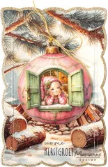 Weihnachtliche Bastelkarte im Fotorahmen-Design mit Christbaumkugel