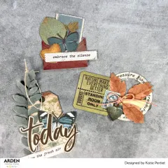 Handgefertigte Verzierungen und Ephemera aus dem Amber Ledgers Papierblock