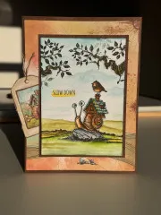 Handgemachte Grußkarte gestaltet mit dem Clear Stamps Set Slow Down und Aquarellfarben