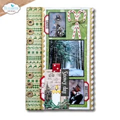 Weihnachtliche Bastelseite mit Wintermotiven und Stempeldetails