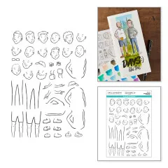 Fertige, aquarellierte Grußkarte mit zwei zusammengestellten Männerfiguren im Freien und dem Schriftzug 'Days Like This'.