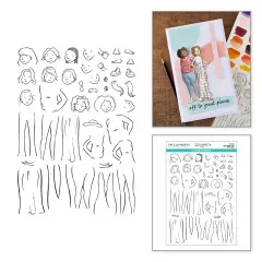 Fertige, aquarellierte Grußkarte mit zwei zusammengestellten Frauenfiguren und dem Schriftzug 'Off To Great Places'.