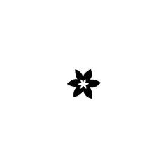 Schwarzer Abdruck einer spitzblättrigen Blume vom Stempel