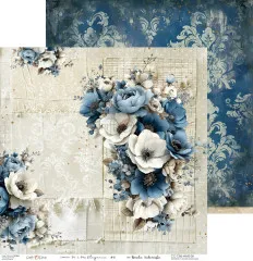 Blumenbouquet auf genähter Leinen- und Stofftextur