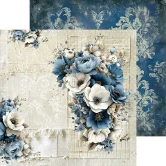 Blumenbouquet auf genähter Leinen- und Stofftextur