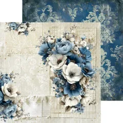 Blumenbouquet auf genähter Leinen- und Stofftextur