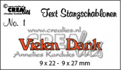 CREAlies Text Stanzschablonen - Nr. 1 - Vielen Dank