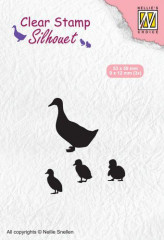 Clear Stamps - Silhouette Ente mit Entenküken