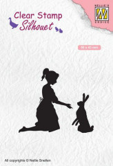 Clear Stamps - Silhouette Mädchen mit Hasen