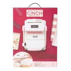 Cinch Book Binding Tool Verpackung in Pink mit Produktabbildung und mehrsprachigen Anleitungen