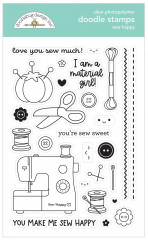 Doodle Clear Stamps - Sew Happy