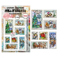 Clear Stamps Nr. 1492 - Postcards of Cheer - Stamped Wishes by Autour De Mwa & Co