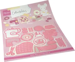 Stanzschablonen Collectables Needlecraft Accessories by Marleen mit Nähmaschine, Garnrolle, Schere, Knöpfen und Nadelkissen