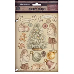 Colored Wooden Shapes - White Christmas by Cristina Radovan