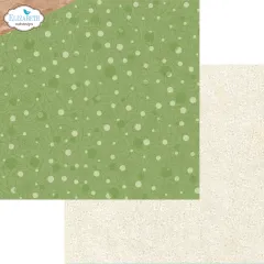 Comfy Cozy Papier grüner Grund mit cremefarbenen Punkten und Ornament-Scrollwork Doppelbogen