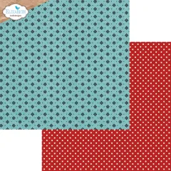 Comfy Cozy Papier Schneeflocken-Muster auf Türkis und Rot mit weißen Punkten Doppelbogen