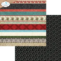 Comfy Cozy Papierblock Streifendesigns mit Damast Tannenzweig Rot Türkis und Schwarz