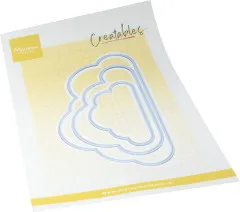 Marianne Design Creatables Stanzschablone Clouds Set mit 3 Wolken auf kariertem Untergrund