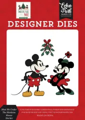 Echo Park Designer Dies Stanzschablone Mouse and Me Christmas mit Mickey und Minnie Motiv unter Mistelzweig