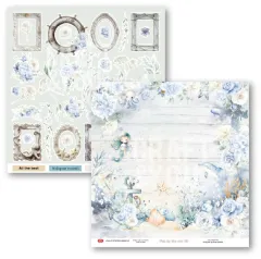 Doppelseitiges Designpapier mit Vintage-Rahmen-Stickerbogen und Meerjungfrau-Delfin-Rückseite