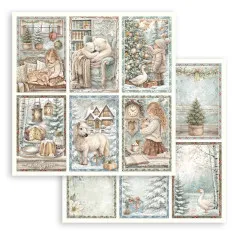Stamperia 2-seitiges 12x12 Designpapier - White Christmas - 6 cards
