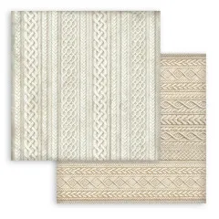 Stamperia 2-seitiges 12x12 Designpapier - White Christmas - Knitted Patterns