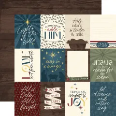 Designpapiere mit christlichen Texten: Light of the World, Come let us adore HIM, Holy infant, Joyful Tidings, Away in a Manger, Jesus is the Reason, All is Calm, Joy to the World, Tidings of Comfort and Joy