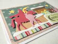 Schrägansicht der Karte mit Sinterklaas-Silhouette auf dem Pferd und Geschenk