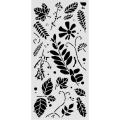 Stamperia Schablone Mixed Leaves mit feinen Blatt- und Blütenmustern, schwarz-weiß, für Mixed Media Techniken
