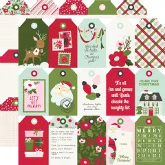 Element-Sheet mit heraustrennbaren Hänge-Etiketten: Reh, Briefmarken, Girlande, Blüten und Weihnachtsmann-Sprüche im Kringle & Co. Design