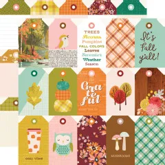 Element-Sheet mit heraustrennbaren Hänge-Etiketten in verschiedenen Pumpkins & Plaid Mustern und Motiven