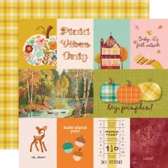 Element-Sheet mit weiteren 3x4 Journaling- und Fotokarten im Pumpkins & Plaid Design, Rückseite gelbes Karomuster