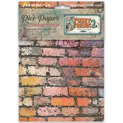 A6 Rice Paper Backgrounds aus dem Set mit bunter Ziegelmauer