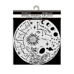 Runde Schablone 12x12 cm aus dem Set mit Sonne, Mondphasen, Sternbildern und Planeten