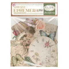 Stamperia Ephemera Flowers and Poems Packung mit selbstklebenden Kartonstanzteilen, Vintage-Design mit Blüten, Uhren, Schmetterlingen und Frauenfiguren