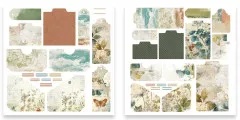 Übersicht aller 37 ausgestanzten Elemente des Amber Ledgers Ephemera Packs von Katie Pertiet.
