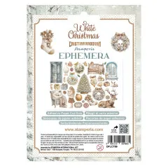 Ausschnitt der Stamperia Ephemera 'White Christmas' mit Mädchen mit Reh, Fenster und Kranz.