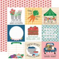 Erdbeeren-Muster Designpapier mit kleinen roten Früchten auf weißem Grund, doppelseitig bedruckt
