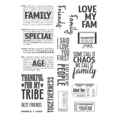 Nahaufnahme des unbedruckten Stempelbogens "Family & Friends" ohne Verpackungsrand
