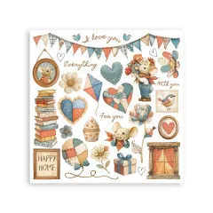 Rub-On Transferfolie mit Herz-, Blumen- und Hausmotiven, Bücher, Geschenke und Sprüche Love you, Everything, Happy Home