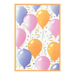 Mit der Schichtschablone gestaltetes Cardstock-Muster aus bunten Luftballons und Konfetti