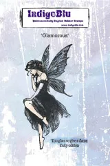 Illustration einer eleganten Fee im schwarzen Kleid mit Spruch „Too glam to give a damn“.