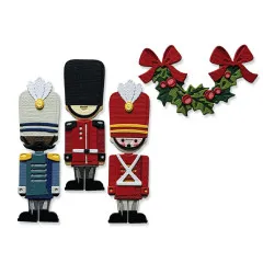 Fertig gestanzte und zusammengebaute Nussknacker Figuren und Weihnachtsschmuck von Sizzix Yuletide Harvey