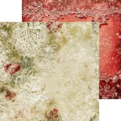 Zartes florales Vintage-Papier in Beige und Rot mit Spitzenborte